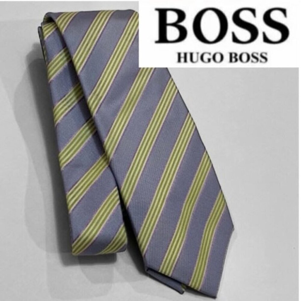Hugo Boss SILK Tie Blue and Green Striped Tie